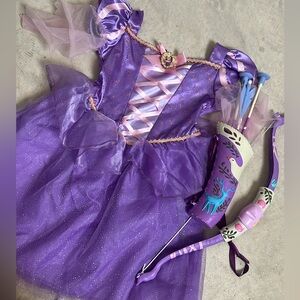 Purple Princess Dress with Bow and Arrow Set